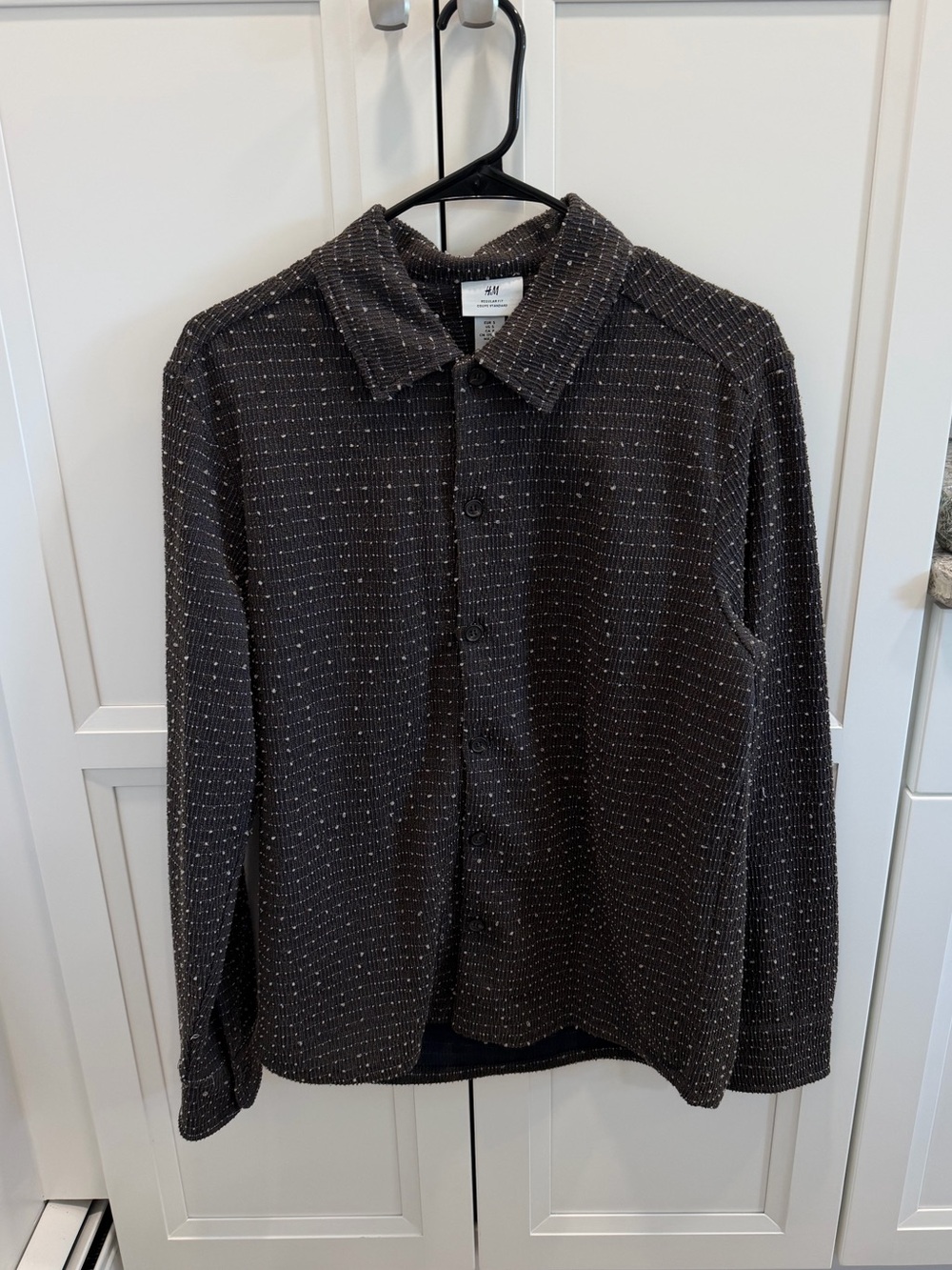 H&M Charcoal Button Up Shirt Jacket with dot texture
